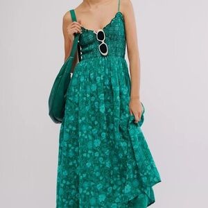 Free People Green Floral Midi Dress